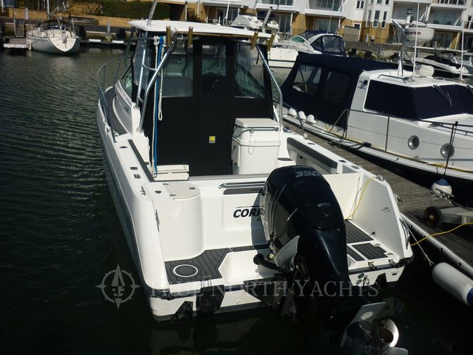 The rear of the Conquest 26 with the motor on the back