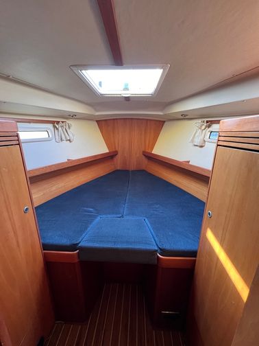foldout bedroom located at the front of the boat